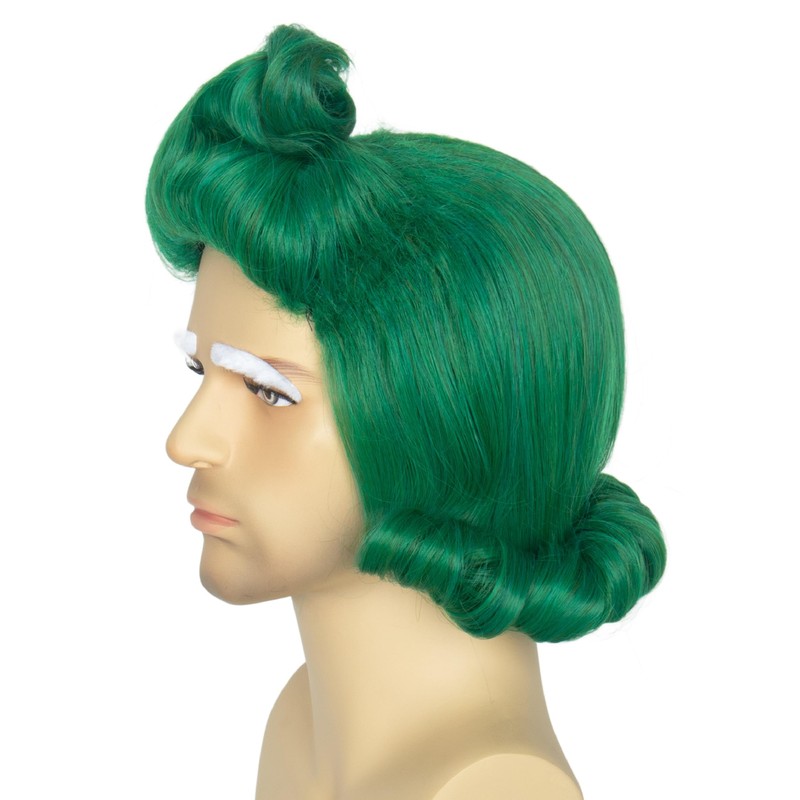 Miss U Hair Men Short Green Funny Wig with White