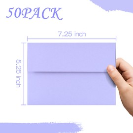 50 Pack 5x7 Envelopes for Invitations,5x7 Envelopes,A7 Envelopes Purple Self Seal,Printable Envelopes for Wedding,Invitation,Baby Shower,5x7 Envelopes Purple