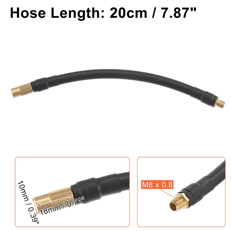 X AUTOHAUX 20cm Car Tire Inflator Extension Hose Adapter Black