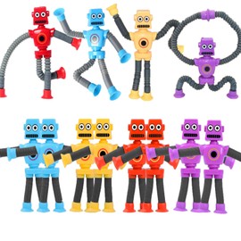 12PCS Telescopic Suction Cup Robot Toy,pop Tubes,Toys for Kids,Toddler Travel Toys,Toddler Sensory Toys,figette Toys,Fidget Toys for Kids,Treasure Box prizes,Small Toys for Kids prizes