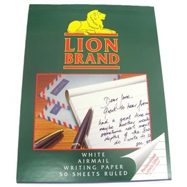 Pack of 2 - Lion Airmail Letter Writing Pad P4TO 178 x 229mm - 50 Sheets - Ruled - White