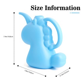 XXXFLOWER Unicorns Indoor Watering Can, 1 L Cute Animal Water Cans, Novelty Unicorns Shape Watering Pot for Office House Indoor Garden（Blue）