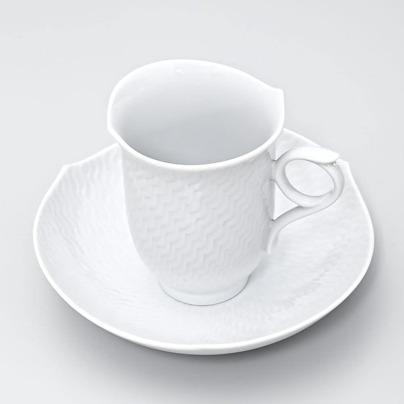 Meissen 000001-29582-1 Meissen Wave Play White Coffee Cup & Saucer,