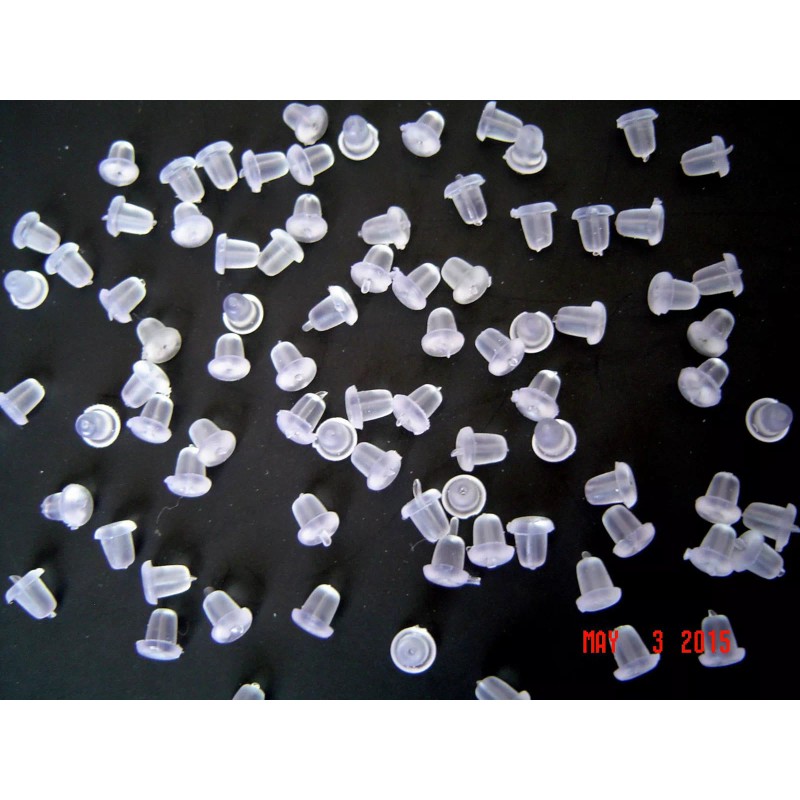 (50 Qty.) PLASTIC RUBBER ( SILICONE ) EARRING BACK STOPPER