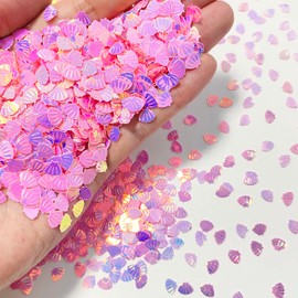 2000 Pieces Mermaid Scallop Party Glitter PVC Confetti for DIY Mold Art Nail Artwork Holiday Engagement Wedding Bridal Shower Birthday Valentines Party Decorations