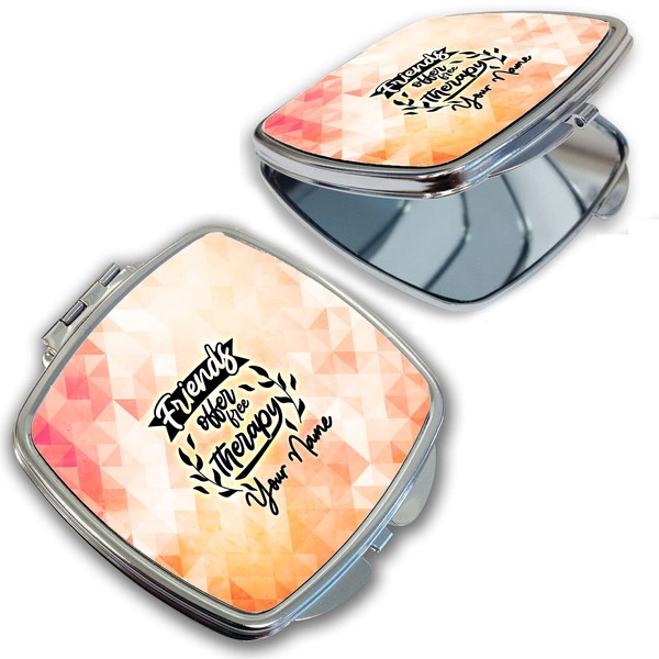 Bleu Reign Compact Personalized Pocket Mirror Custom Name Orange BFF