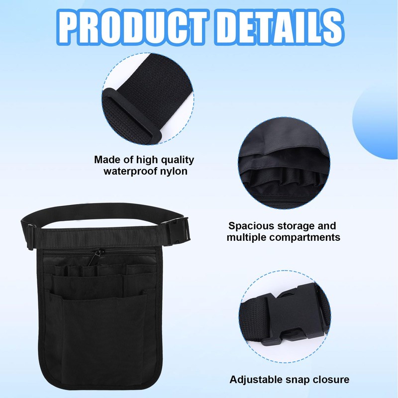 Nurse Bag, Belt Bag, Work Waiter's Bag with Belt, black