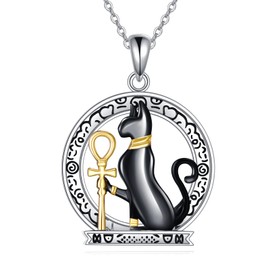YFN Bastet Necklace Sterling Silver Bastet Cat Pendant Necklace Bastet Jewelry for Women Egyptian Gifts, Normal, Sterling Silver, No Gemstone