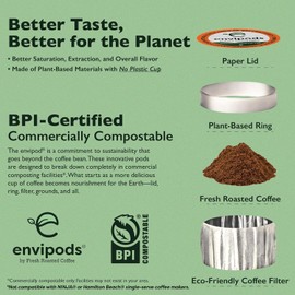 Fresh Roasted Coffee, Organic Dark Mexican envipods, Dark Roast, Kosher, 36 Count, Individually Wrapped, Compatible With 1.0 & 2.0 K Cup Brewers