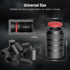 FlyCoco 12-Pack Black Tire Valve Caps with Plastic Lining Corrosion Resistant Anti-Leak Overlay Car Dust-Proof Fetal Covers Universal Air for Protecting Cars, Trucks, Motorcycles, Suvs and Bicycles