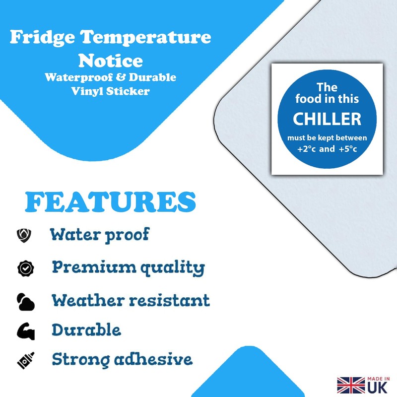 2-Pack - Chiller Fridge Temperature Reminder Label Sign - Kitchen