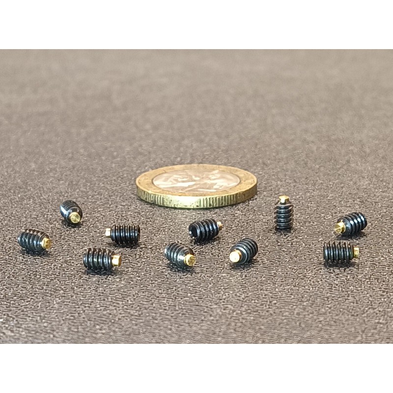 Kmac Alloy Steel Set Screws, Brass Tip, 6-32 x 3/16"