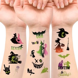 LKYRN 80Pcs Witch Temporary Tattoos Set, Cute Cartoon & Musical Designs - Perfect Wizard Party Favors, DIY Birthday Decorations for Kids, Witch Accessory for Fun Activities (Multi02)