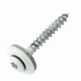 Plumbing Screws Stainless Steel A2 with EPDM Sealing Washer 15 mm - 4.5 x 35 mm - White RAL 9010 TX20 Pack of 50