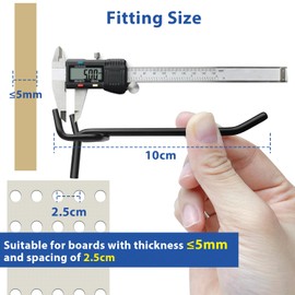 20 pcs perforated wall hooks, pegboard hooks, tool wall hooks pegboard hooks for perforated wall pegboard hooks for supermarket shelves DIY stores tool rooms, short hooks, Ø 4mm, W 25mm, L 10cm