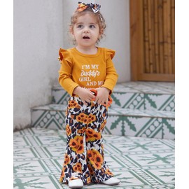 PATPAT Newborn Baby Girl Clothes Infant Girl Outfits Set Long Sleeve Ruffle Romper and Floral Pants with Headband