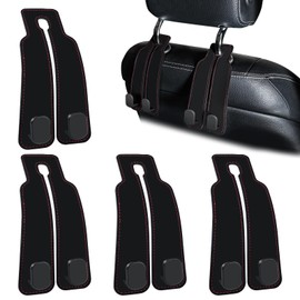 SHBAOCH 4PCS Car Seat Back Hooks, Leather Car Seat Organiser Hooks, Multifunctional Hook for Car Seat Back, Car Hanger Storage Car Seat Back Organizer for Food Bags, Umbrellas, Handbags (Black)