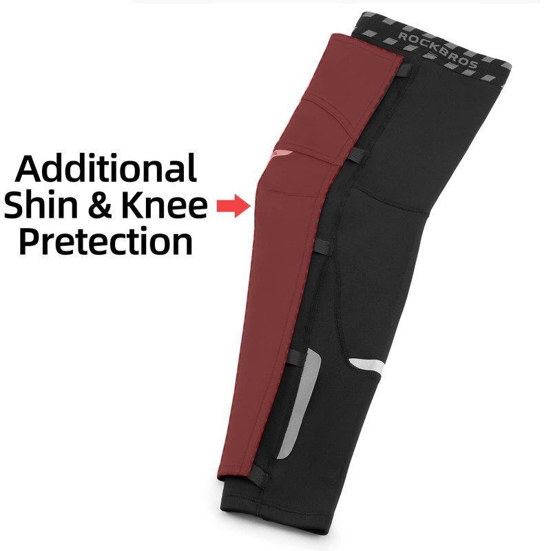 ROCKBROS Cycling Leg Warmers Thermal Fleeced Long knee Sleeves Windproof