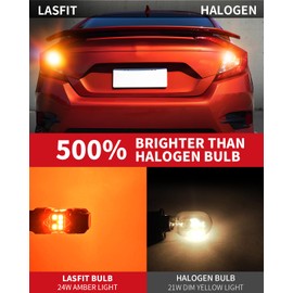 LASFIT T3 7507 LED Bulb Amber PY21W BAU15S Canbus Ready Turn Signal Lights Built In Resistor 2641A 12496 For 2012-2021 VW Tiguan Front, And 2018-2022 Honda Accord Rear, Automotive Plug and Play(2pcs)