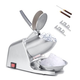 HURMOVAE Dual Blade Ice Shaver Machine, 143 lbs/hr, 300W Electric Ice Crusher Machine with Extra Blades and Ice Pick for Home and Commercial Use, ETL-Listed, Silver