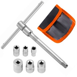 NACHEE Folding Mini T-Handle Socket Set 1/4'' Drive Tool Kit for Motorcycle ATV UTV, (007)