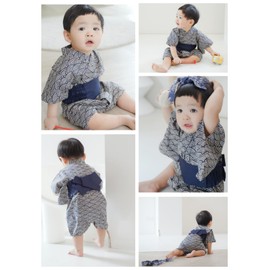 KISBINI Baby Clothes, Romper, Kimono, Kimono, Yukata, Baby Happi, Boys, Girls, Summer, Tanabata, Baby Shower, Newborn Gift, Commemorative Photo Shooting, First Festival, First Festival, Obon Festival,