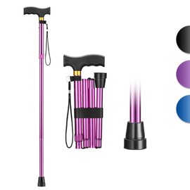 38 inch Foldable Cane Extendable Length for Men & Women Walking Cane Heaty Duty Lightweight Aluminum Cane for Senior People Walking Traveling(Purple)