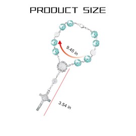 Zpana Rosary Cross Car Rearview Mirror Charm, 2PCS Hanging Vehicle Rear View Beads Pendant Decors, Religious Blessing Auto Interior Decoration Accessories, Universal for SUV RV Truck(Blue)