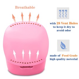 Retainer Case, With mirror and ventilation holes, For Night Guards, Aligner Trays, Mouth Guard,Denture Case, Mouthguard. Light & Easy to Carry & Multipurpose(Pink)