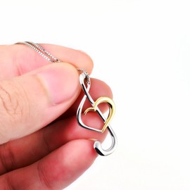 DAOCHONG (Musical Note Necklace Pendant) 925 Sterling Silver Jewelry for Women Birthday Graduation Gifts, Box Chain 18" (Gold Plated)