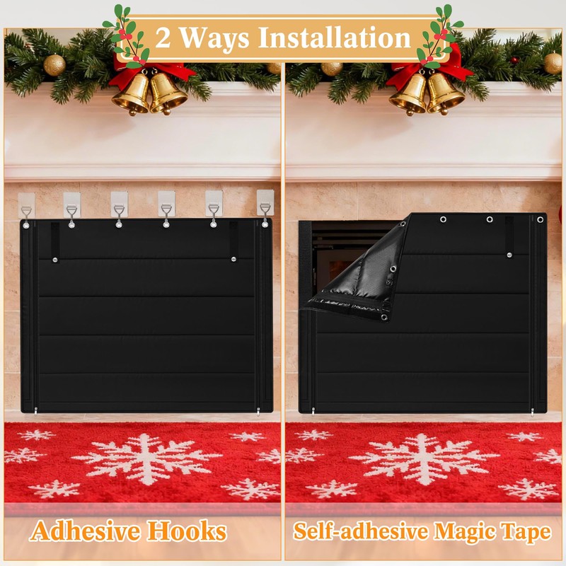 LUCKIPLUS Fireplace Cover, Indoor Fireplace Blanket with Hook & Loop