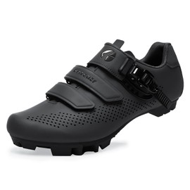 Mens Mountain Bike Cycling Shoes Women, MTB Bicycle Shoes Compatible with Shimano SPD with Cleats Black Size US12