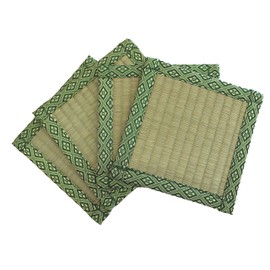 Ooshimaya Grass Tatami Mat, 4-Piece Set (Approx. 6.3 x 6.3 inches per piece)