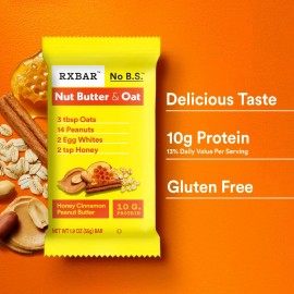 RXBAR Nut Butter and Oat Protein Bars Gluten-Free, Honey Cinnamon Peanut Butter,