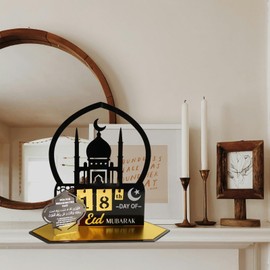 Ramadan Advent Calendar - Acrylic Eid Mubarak DIY Countdown Calendars for Decoration - Craft Ornament Ramadan Gift (Black-169)