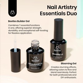 Beetles 2 Pcs 15ml Nail Blooming Gel and Builder Nail Gel Set - Nail Art Polish for Spreading Effect Marble Stone Builder Extension Nail Gel, Soak Off LED Nail Lamp Gel DIY Manicure Gifts for Women