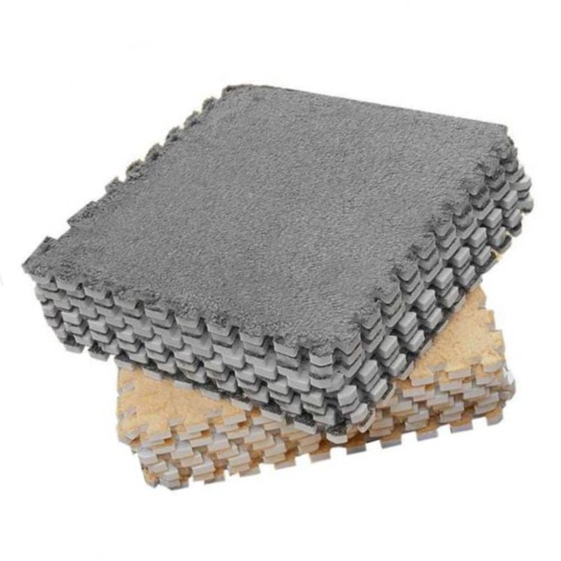 10Pcs Plush Foam Interlocking Carpet Tiles 11.8 X 11.8in Anti