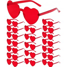 GCQJOQ 20 Pairs Heart Sunglasses for Women, Valentine's Day Party Favor Heart Shaped Glasses (Red)