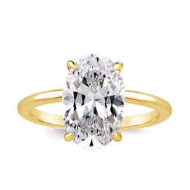 925 Sterling Silver 18K Yellow Gold Engagement Ring Plated 3.5 Carat Oval Cut Promise Ring Sona Simulated Diamond Gift for Wedding Anniversary (Size : 8#)