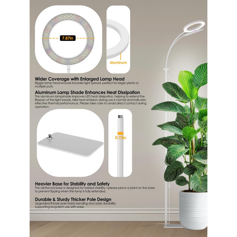 GLOWRIUM Grow Lights for Indoor Plants,Plant Light with 3/9/12/16H Grow