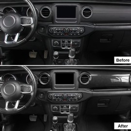 CheroCar Center Console Panel Dashboard Cover & Gear Shift Panel Cover Interior Accessories fit for Jeep Wrangler JL JLU 2018-2025 & Gladiator JT 2020-2025,Carbon Fiber…