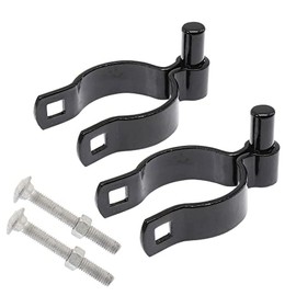 2 1/2" (2 3/8" OD) x 5/8" Black Male Gate Frame Hinges for Chain Link Fence Post | Hinges with Bolts | Pack of 2