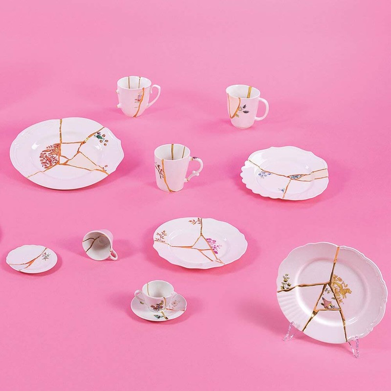 Seletti Kintsugi Teller für Obst aus Porzellan und 24 Karat
