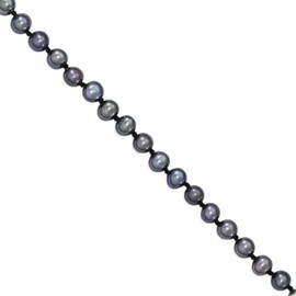 14K Yellow Gold 4-5mm Black Near Round Freshwater Cultured Pearl Bracelet