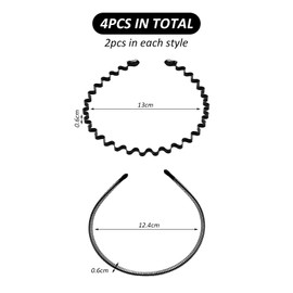 4 Pieces Of Black Metal Headband, Wavy Spiral Shape, Simple And Fashionable, Creative Multi-Purpose Hair Accessories, Universal For Men And Women, Face Wash Makeup Headband.