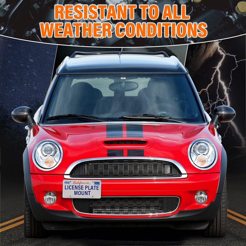 Heavy Duty Front License Plate Frame Compatible with Mini Convertible