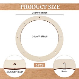 FINGERINSPIRE Pack of 6 Garlands Wooden Wreath Frame 25 cm Cardboard Wreaths for Hanging DIY Crafts Wooden Wreath Shapes with Pre-Cut Holes for Wedding Crafts Festival Christmas Decoration