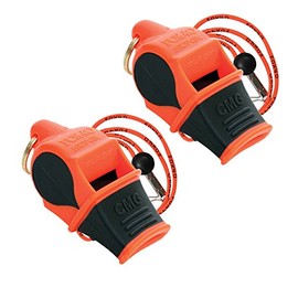 Fox 40 Sonik Blast Cushion Mouth Group Sports and Safety Loud Whistle with Lanyard, Orange & Black (2 Pack)