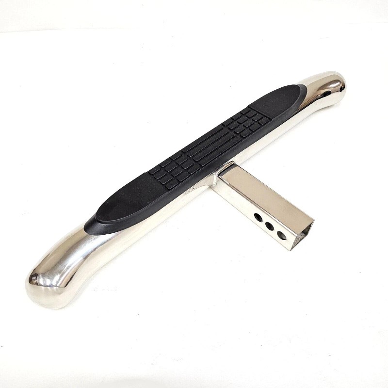 AZONECAR 30" Polished Chrome Tow Hitch Step Bar-3" Round Curved