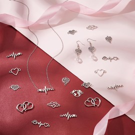 UNICRAFTALE 80 Pieces 8 Styles Heart Connecting Pendants Tibetan Style Heart Links Hollow Heart Pendant Love Jewellery Connectors for Necklaces Bracelets Making for Valentine's Day, Non-precious